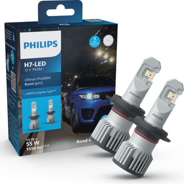 Philips H7 LED Ultinon Pro6000 Boost GEN2 LED Headlight +450% mit Straßenzulassung
